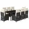 Image de vidaXL Salon de jardin 9 pièces avec coussins noir poly rotin