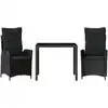 Image de vidaXL Ensemble de jardin 3 pièces avec coussins Noir Poly Rattan