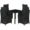 Image de vidaXL Ensemble de jardin 5 pièces avec coussins Noir Poly Rattan