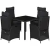 Image de vidaXL Ensemble de jardin 5 pièces avec coussins Noir Poly Rattan