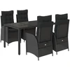 Image de vidaXL Ensemble de jardin 5 pièces avec coussins Noir Poly Rattan