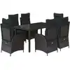 Image de vidaXL Ensemble de jardin 7 pièces avec coussins Noir Poly Rattan