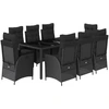 Image de vidaXL Salon de jardin 9 pièces avec coussins noir poly rotin