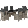 Image de vidaXL Ensemble de jardin 7 pièces avec coussins Gris Poly rotin