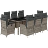 Image de vidaXL Salon de jardin 9 pièces avec coussins Gris Poly Rattan
