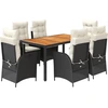 Image de vidaXL Ensemble de jardin 7 pièces avec coussins Noir Poly Rattan