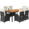 Image de vidaXL Ensemble de jardin 7 pièces avec coussins Noir Poly Rattan