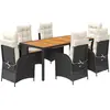 Image de vidaXL Ensemble de jardin 7 pièces avec coussins Noir Poly Rattan