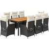 Image de vidaXL Salon de jardin 9 pièces avec coussins noir poly rotin