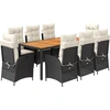 Image de vidaXL Salon de jardin 9 pièces avec coussins noir poly rotin