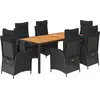 Image de vidaXL Ensemble de jardin 7 pièces avec coussins Noir Poly Rattan