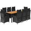 Image de vidaXL Salon de jardin 9 pièces avec coussins noir poly rotin