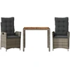 Image de vidaXL Ensemble de jardin 3 pièces avec coussins Gris Poly rotin