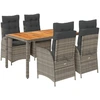 Image de vidaXL Ensemble de jardin 5 pièces avec coussins Gris Poly rotin