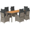Image de vidaXL Ensemble de jardin 7 pièces avec coussins Gris Poly rotin