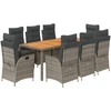 Image de vidaXL Salon de jardin 9 pièces avec coussins Gris Poly Rattan