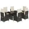 Image de vidaXL Ensemble de jardin 7 pièces avec coussins Noir Poly Rattan