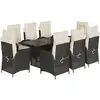 Image de vidaXL Salon de jardin 9 pièces avec coussins noir poly rotin