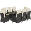 Image de vidaXL Salon de jardin 9 pièces avec coussins noir poly rotin