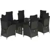 Image de vidaXL Ensemble de jardin 7 pièces avec coussins Noir Poly Rattan