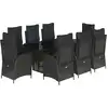 Image de vidaXL Salon de jardin 9 pièces avec coussins noir poly rotin