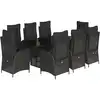 Image de vidaXL Salon de jardin 9 pièces avec coussins noir poly rotin