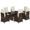 Image de vidaXL Ensemble de jardin 7 pièces avec coussins Marron Poly rotin
