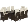Image de vidaXL Salon de jardin 9 pièces avec coussins Marron Poly rotin