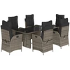 Image de vidaXL Ensemble de jardin 7 pièces avec coussins Gris Poly rotin