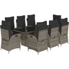Image de vidaXL Salon de jardin 9 pièces avec coussins Gris Poly Rattan