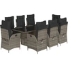 Image de vidaXL Salon de jardin 9 pièces avec coussins Gris Poly Rattan