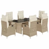 Image de vidaXL Ensemble de jardin 7 pièces avec coussins Beige Poly rotin