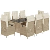 Image de vidaXL Salon de jardin 9 pièces avec coussins Beige Poly Rattan