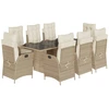 Image de vidaXL Salon de jardin 9 pièces avec coussins Beige Poly Rattan