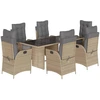 Image de vidaXL Ensemble de jardin 7 pièces avec coussins Mélange beige Poly rotin