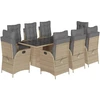 Image de vidaXL Salon de jardin 9 pièces avec coussins Mélange beige Poly rotin