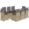 Image de vidaXL Salon de jardin 9 pièces avec coussins Mélange beige Poly rotin