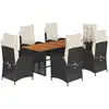 Image de vidaXL Ensemble de jardin 7 pièces avec coussins Noir Poly Rattan