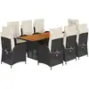 Image de vidaXL Salon de jardin 9 pièces avec coussins noir poly rotin