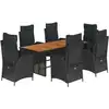 Image de vidaXL Ensemble de jardin 7 pièces avec coussins Noir Poly Rattan