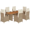 Image de vidaXL Ensemble de jardin 7 pièces avec coussins Beige Poly rotin