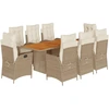 Image de vidaXL Salon de jardin 9 pièces avec coussins Beige Poly Rattan