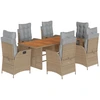 Image de vidaXL Ensemble de jardin 7 pièces avec coussins Mélange beige Poly rotin