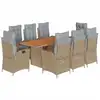 Image de vidaXL Salon de jardin 9 pièces avec coussins Mélange beige Poly rotin
