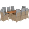 Image de vidaXL Salon de jardin 9 pièces avec coussins Mélange beige Poly rotin