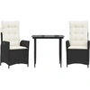 Image de vidaXL Ensemble de jardin 3 pièces avec coussins Noir Poly Rattan