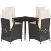 Image de vidaXL Ensemble de jardin 5 pièces avec coussins Noir Poly Rattan