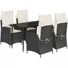 Image de vidaXL Ensemble de jardin 5 pièces avec coussins Noir Poly Rattan
