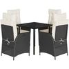 Image de vidaXL Ensemble de jardin 5 pièces avec coussins Noir Poly Rattan