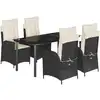 Image de vidaXL Ensemble de jardin 5 pièces avec coussins Noir Poly Rattan
